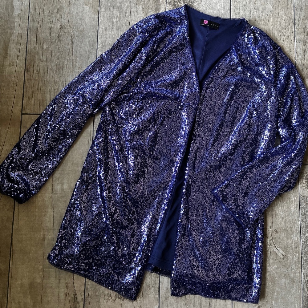 Kancy Kole Blue Sequin Cardigan